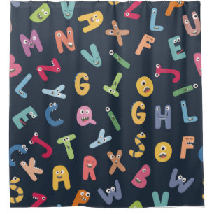 Kids Funny Colourful Alphabet Shower Curtain