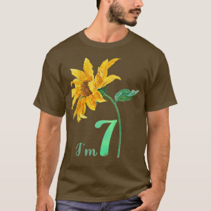 Kids Funny Cute Sunflower I Am 7 Year Old 7th Birt T-Shirt