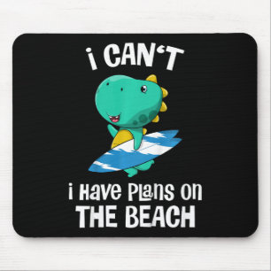 Kids Funny Dinosaur Beach Vacation Cute Dino Surfi Mouse Mat