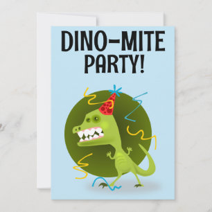 KIDS FUNNY DINOSAUR BIRTHDAY PARTY INVITATIONS