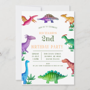 Kids Funny Dinosaur Theme Birthday Celebrate Invitation