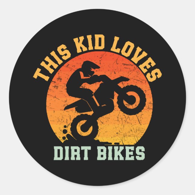 Kids Funny Dirt Bike Classic Round Sticker (Front)