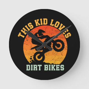 Kids Funny Dirt Bike Round Clock