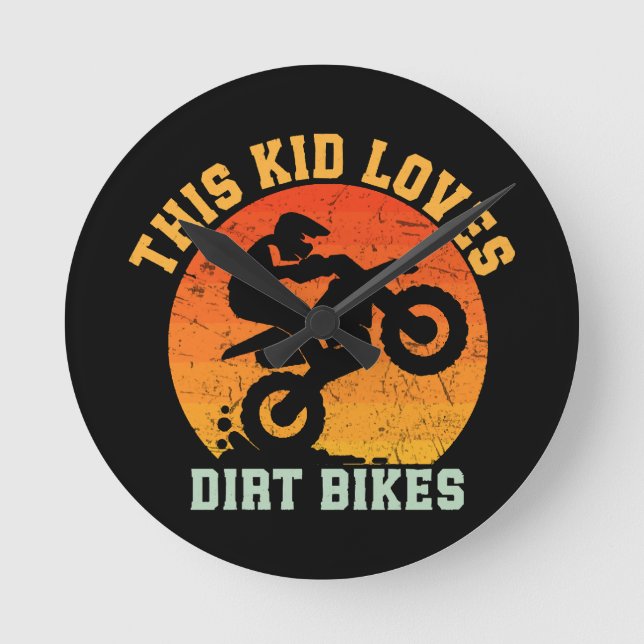 Kids Funny Dirt Bike Round Clock (Front)