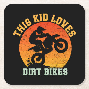 Kids Funny Dirt Bike Square Paper Coaster