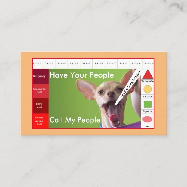 Kids Funny dog educative game Business Card (Front)