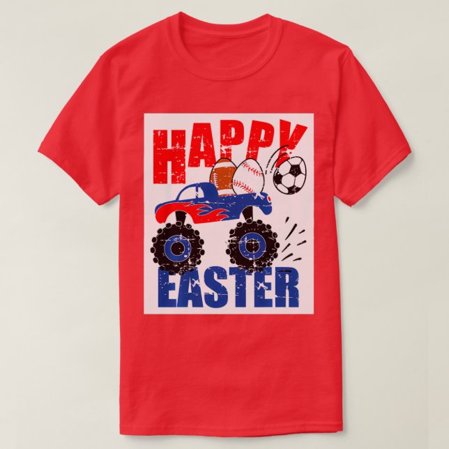 Kids Funny Easter Monster Truck T-Shirt (Design Front)