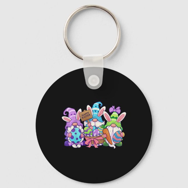 Kids Funny Easter Shirt Happy Easter Gnomes Easter Key Ring (Front)