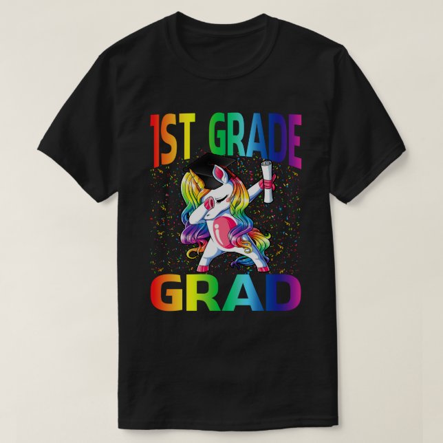 Kids Funny Graduation 1st Grade Grad Unicorn T-Shirt (Design Front)
