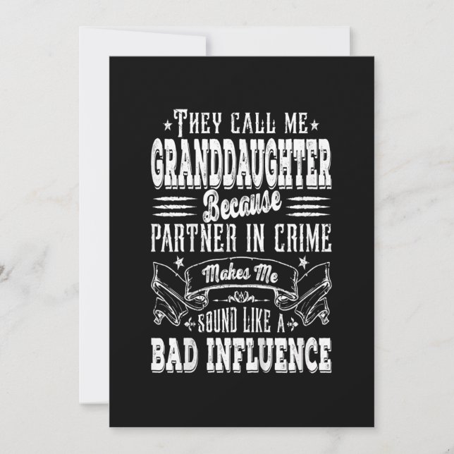 Kids Funny Granddaughter Mum Bad Influence Mothers Holiday Card (Front)