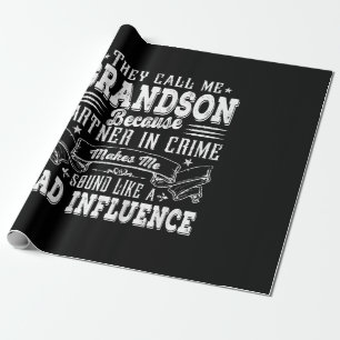 Kids Funny Grandson Dad Bad Influence Fathers Day Wrapping Paper