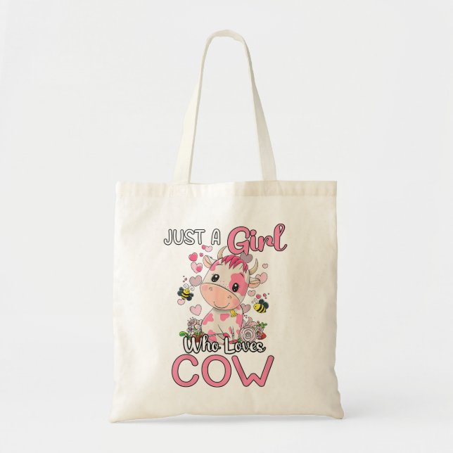 Kids Funny Just A Girl Who Loves Cow For Farm Girl Tote Bag (Front)