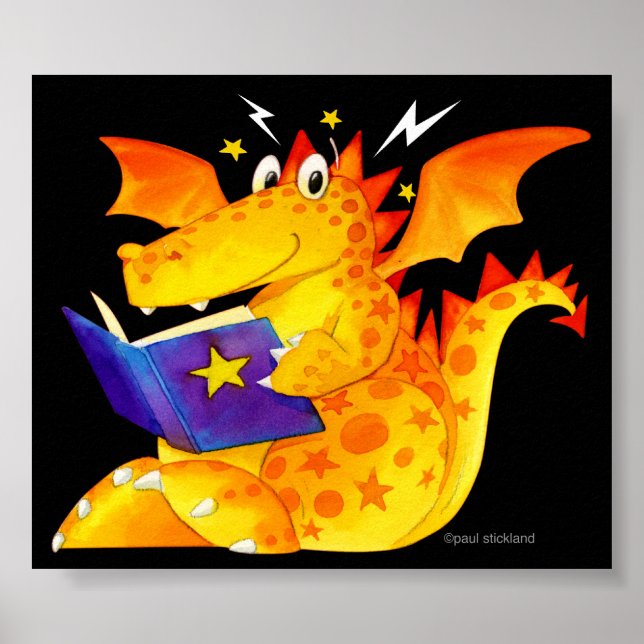 Kid's Funny Magical Baby Dragon Art Poster (Front)