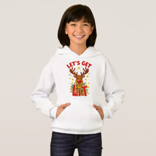 Kids Funny Reindeer Christmas Let’s Get Lit