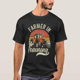 Kids Funny Tractor Boy Farmer In Training Vintage T-Shirt