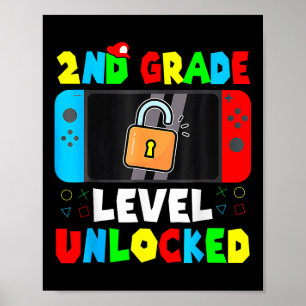 Kids Game Gaming 2nd Grade Level Unlocked First Da Poster