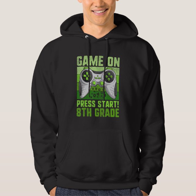 Kids Game On 8th Grade  Video Gamer Boy Back To Sc Hoodie (Front)