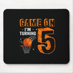 Kids Game On I'm Turning 5 Basketball 5th Birthday Mouse Mat