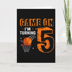 Kids Game On I'm Turning 5 Bysketbyll 5th Birthday Card