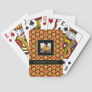 Kids Gamer Party Name & Photo Orange/Yellow Playi Playing Cards