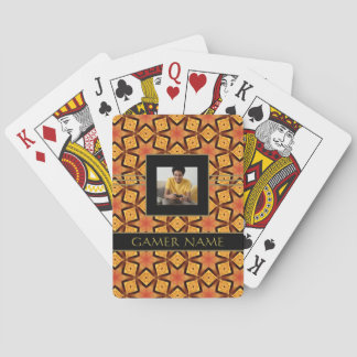 Kids Gamer Party Name & Photo Orange/Yellow Playi Playing Cards