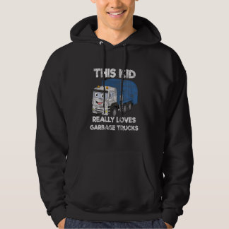 Kids Garbage Smiling Truck Boy Love Recycling Day Hoodie