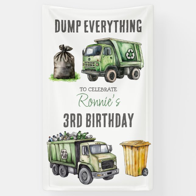 Kids Garbage Themed Birthday Party Banner (Vertical)