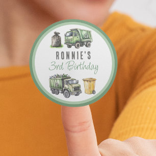 Kids Garbage Themed Birthday Party Classic Round Sticker