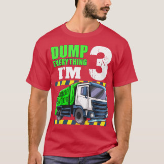 Kids Garbage Truck 3rd Birthday Boy 3 Year Old Thr T-Shirt