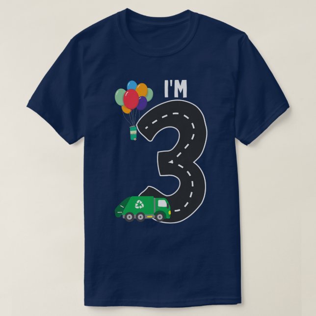 Kids Garbage Truck 3rd Birthday Boys Recycle Trash T-Shirt (Design Front)