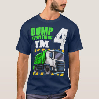 Kids Garbage Truck 4th Birthday Boy 4 Year Old Fou T-Shirt