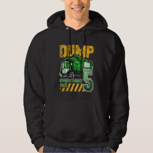 Kids Garbage Truck 5th Birthday 5 Years Old Birthd Hoodie