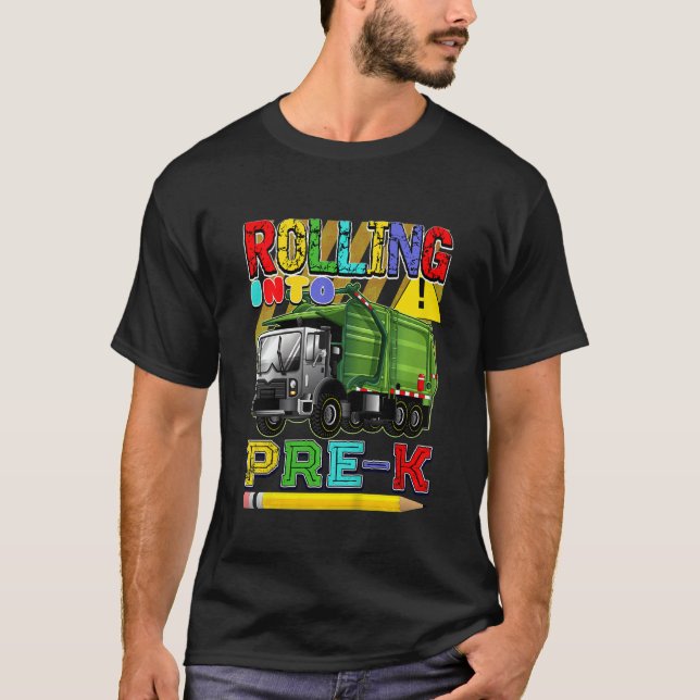 Kids Garbage Truck Back To School  Rolling Into Pr T-Shirt (Front)