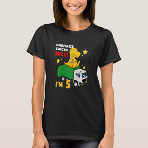 Kids Garbage Truck Birthday Dinosaur Dustcar I Am  T-Shirt