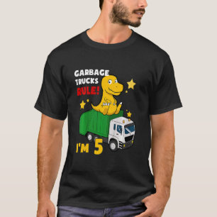 Kids Garbage Truck Birthday Dinosaur Dustcar I Am  T-Shirt