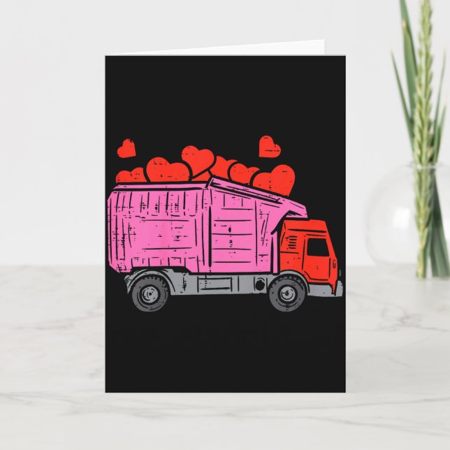 Kids Garbage Truck Hearts Toddler Boys Valentines  Card (Front)