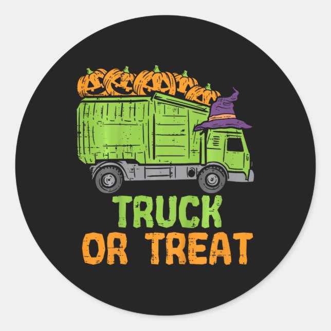 Kids Garbage Truck Pumpkins Toddler Baby Classic Round Sticker (Front)
