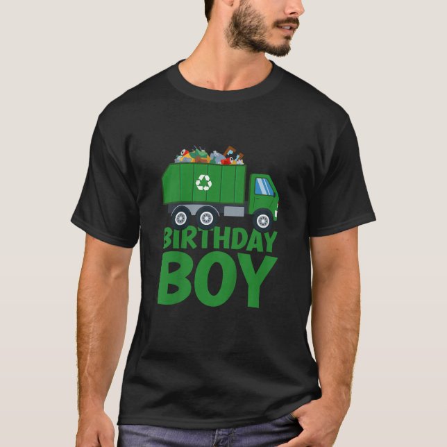 Kids Garbage Truck Toddler Trash Truck Birthday Bo T-Shirt (Front)