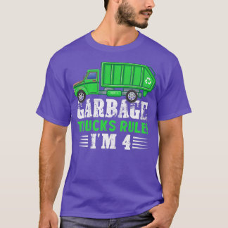 Kids Garbage Trucks Rule I'm 4 Years Old Garbage T T-Shirt
