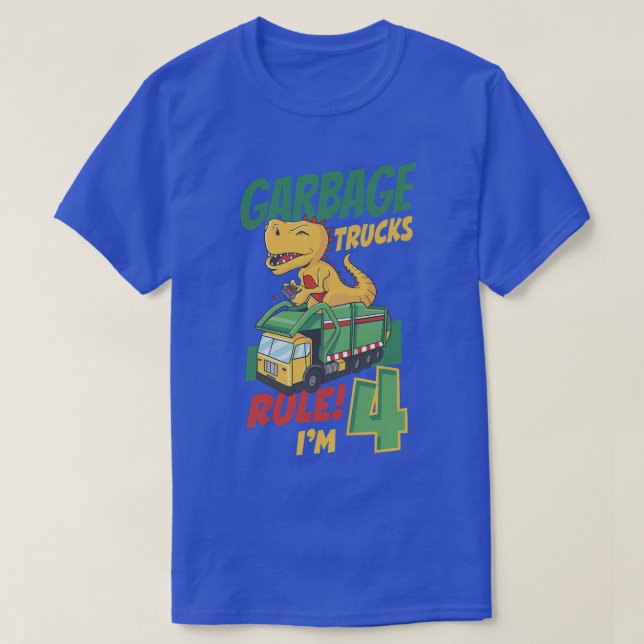 Kids Garbage Trucks Rule I'm 4 Years Old Garbage T T-Shirt (Design Front)