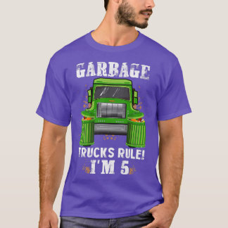 Kids Garbage Trucks Rule I'm 5 Years Old Garbage T T-Shirt