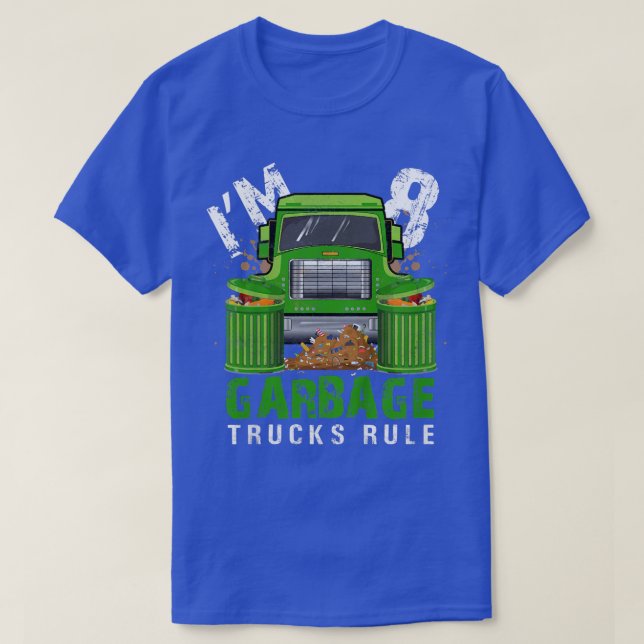 Kids Garbage Trucks Rule I'm 8 Years Old Garbage T T-Shirt (Design Front)