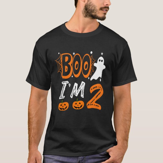 Kids Ghost Boo Im 2 Two Birthday Shirt Halloween (Front)