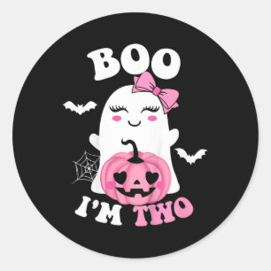 Kids Ghost Boo I'm Two Yr 2nd Birthday Kids Hallow Classic Round Sticker