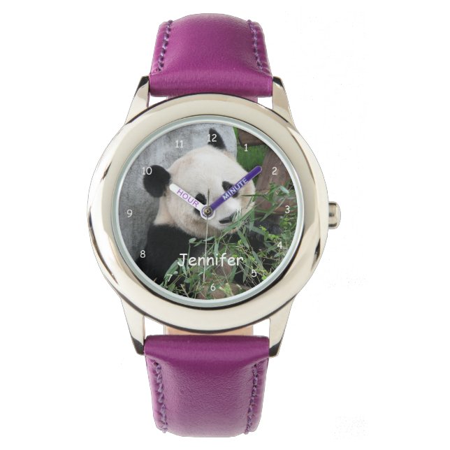 Kids Giant Panda Purple / Choose Colour Strap Wris Watch (Front)
