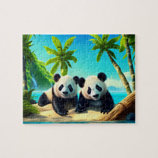 Kids Giant Pandas Jigsaw Puzzle - Tropical