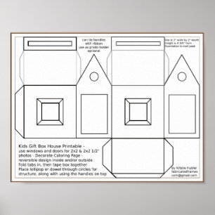 Kids Gift Box House Colouring Printable Project Poster
