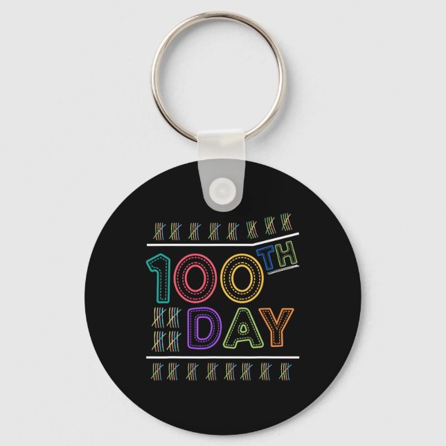Kids Gift School Celebration 100th Day Of School  Key Ring (Front)