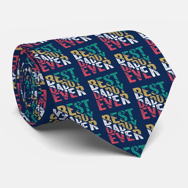 Kid's Gift To Father Modern Typography Best Daddy  Tie (Rolled)