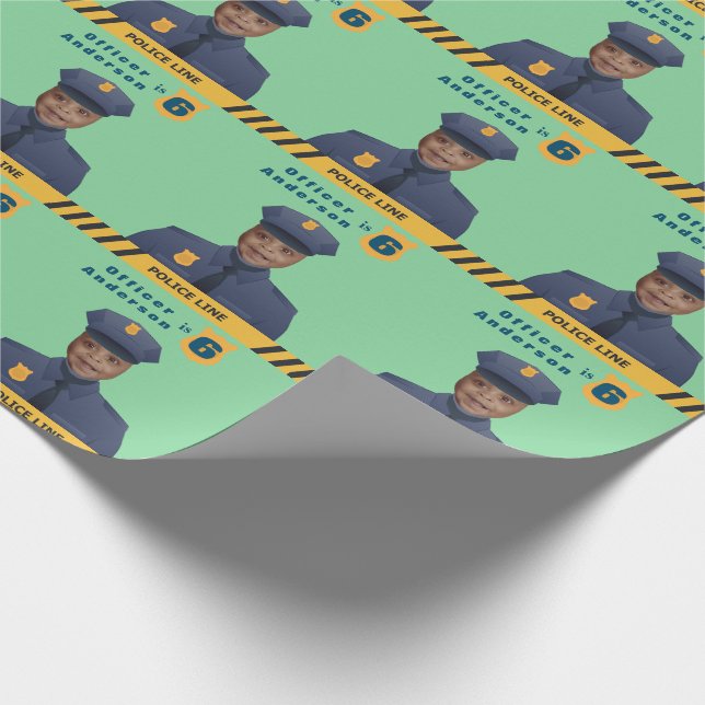 Kids Gift Wrap Police Birthday (Corner)